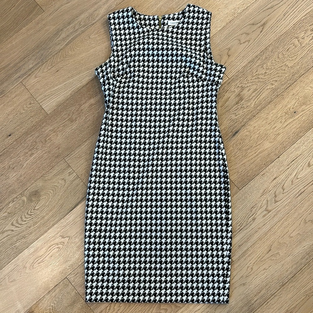 Calvin Klein houndstooth fitted professional dress
